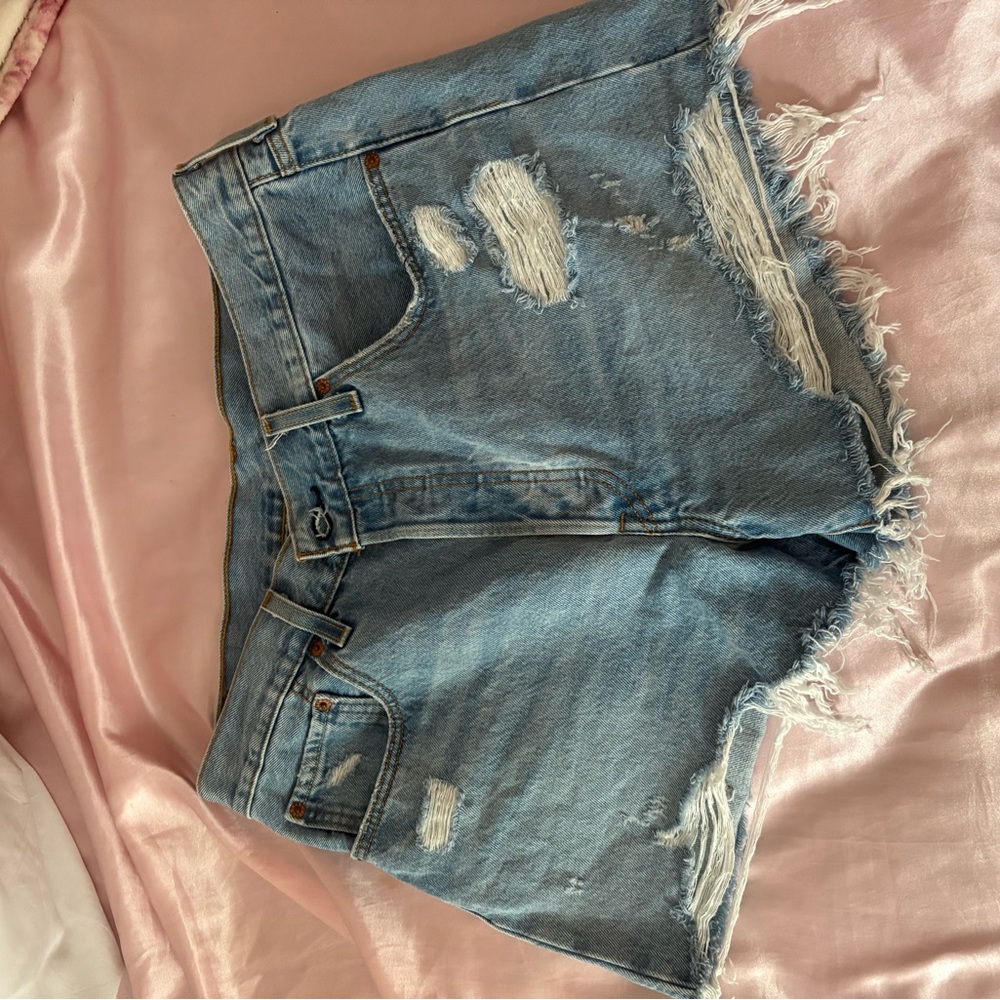 Levi's Blue Distressed Jean Shorts